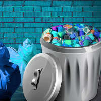 plastik, plastikowe kubki, kubki po jogurtach, torby ze �mie�mi, torby ze �mieciami, niebieskie worki