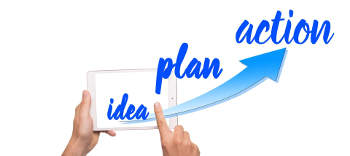 tablet, d�o�, idea, plan, action, strza�ka