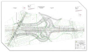 plan zjazdu z autostrady a4 w niepo�omicach pod��u, rysunek techniczny